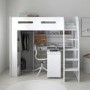 High Sleeper Loft Bed with Desk and Wardrobe in White - Carter