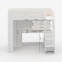 High Sleeper Loft Bed with Desk and Wardrobe in White - Carter
