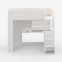 High Sleeper Loft Bed with Desk and Wardrobe in White - Carter