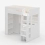 High Sleeper Loft Bed with Desk and Wardrobe in White - Carter