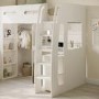 High Sleeper Loft Bed with Desk and Wardrobe in White - Carter