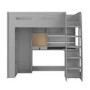 High Sleeper Loft Bed with Desk and Wardrobe in Grey - Carter