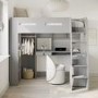 High Sleeper Loft Bed with Desk and Wardrobe in Grey - Carter