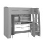 High Sleeper Loft Bed with Desk and Wardrobe in Grey - Carter