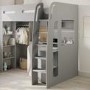 High Sleeper Loft Bed with Desk and Wardrobe in Grey - Carter
