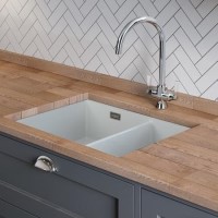 Rangemaster Rustiqe 1.5 Bowl Undermount White Ceramic Kitchen Sink Rangemaster Rustiqe 1.5 Bowl Undermount White Ceramic Kitchen Sink