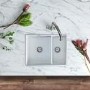 Rangemaster Rustique 1.5 Bowl Undermount and Inset White Ceramic Kitchen Sink