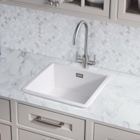 Single Bowl Undermount / Inset White Ceramic Kitchen Sink - Rangemaster Rustique