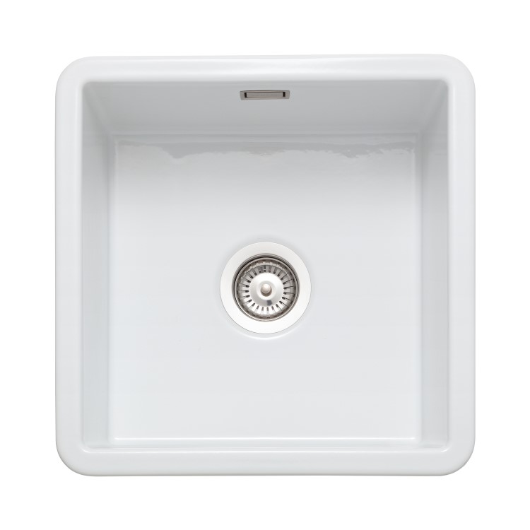 Single Bowl Undermount / Inset White Ceramic Kitchen Sink - Rangemaster Rustique