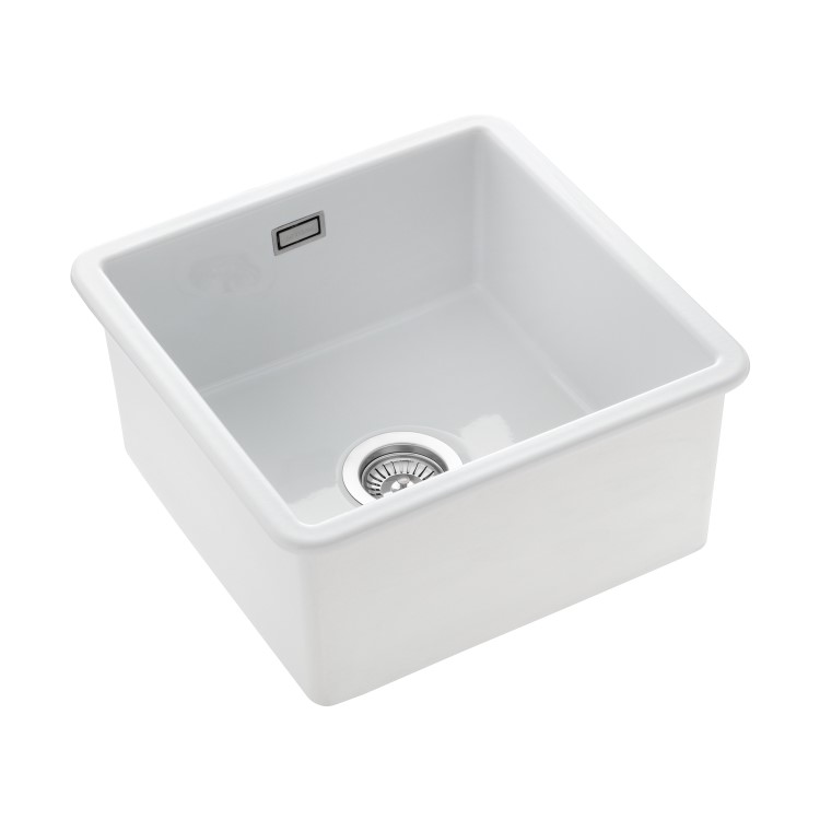 Single Bowl Undermount / Inset White Ceramic Kitchen Sink - Rangemaster Rustique