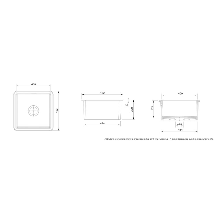 Single Bowl Undermount / Inset White Ceramic Kitchen Sink - Rangemaster Rustique