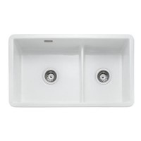 Rangemaster Rustique Double Bowl Inset / Undermount White Ceramic Kitchen Sink
