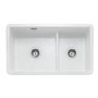 Rangemaster Rustique Double Bowl Inset / Undermount White Ceramic Kitchen Sink