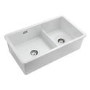 Rangemaster Rustique Double Bowl Inset / Undermount White Ceramic Kitchen Sink