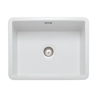 ONLY OPENED - Single Bowl Undermount and Inset White Ceramic Kitchen Sink - Rangemaster Rustique