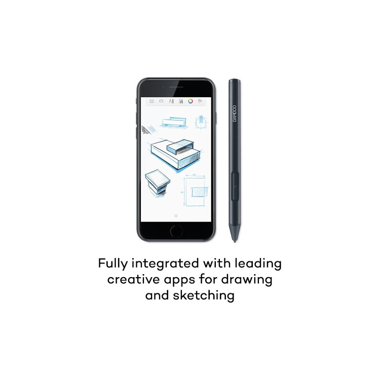 Box Opened Wacom Bamboo Sketch CS-610PK Smart Stylus  in Black