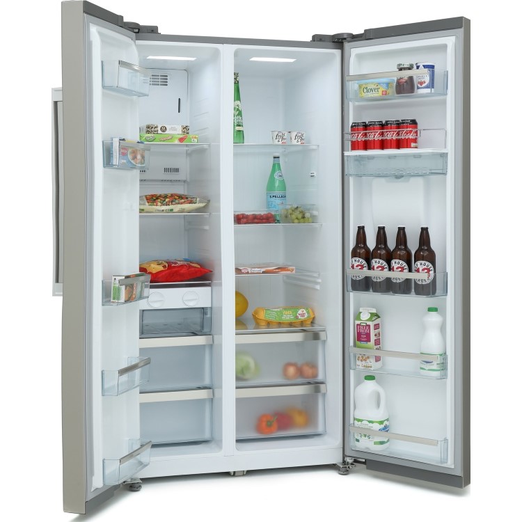 Refurbished Montpellier CSBYS600DS 510 Litre American Style Fridge Freezer Silver