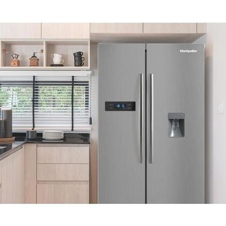 Refurbished Montpellier CSBYS600DS 510 Litre American Style Fridge Freezer Silver