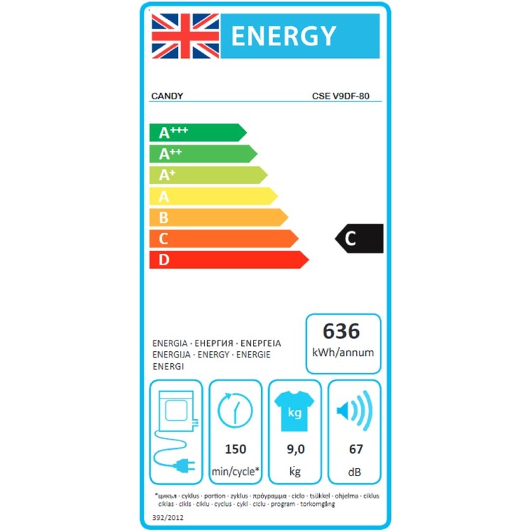Candy Smart 9kg Vented Tumble Dryer - White