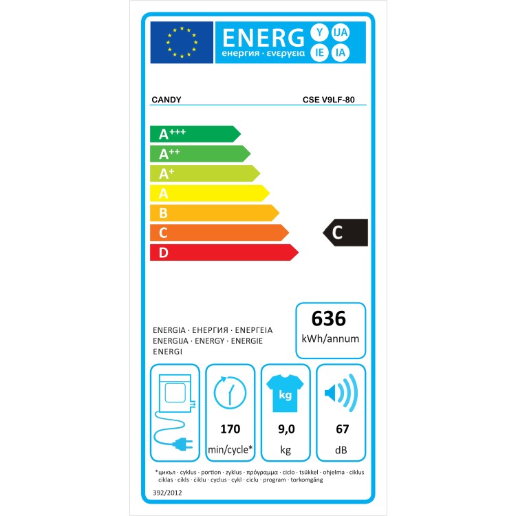 Candy Smart 9kg Vented Tumble Dryer - White