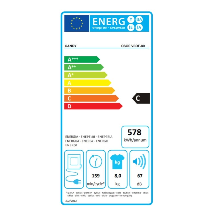 Refurbished Candy Smart Pro CSOEV8DF-80 Freestanding Vented 8KG Tumble Dryer White