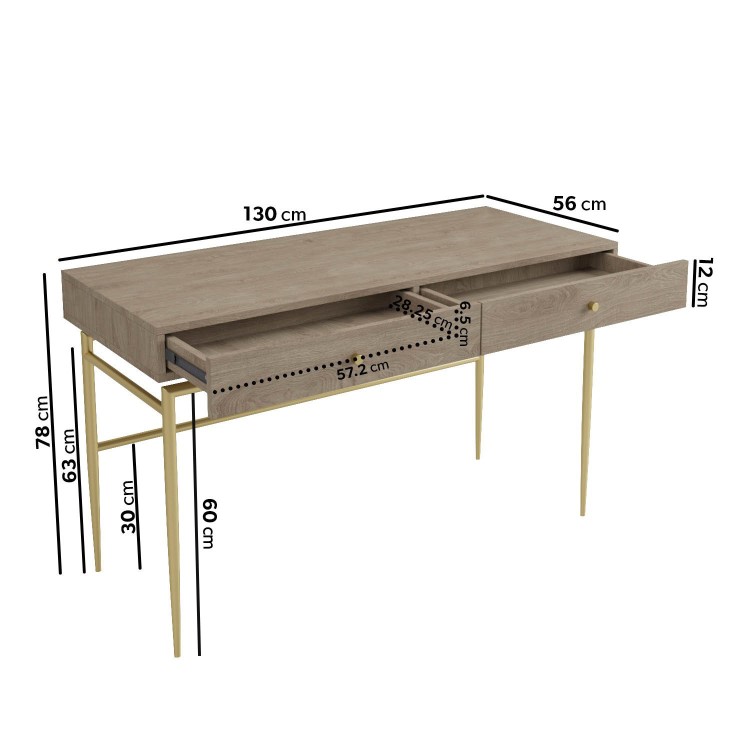 Light Oak Desk with Drawers - Chester