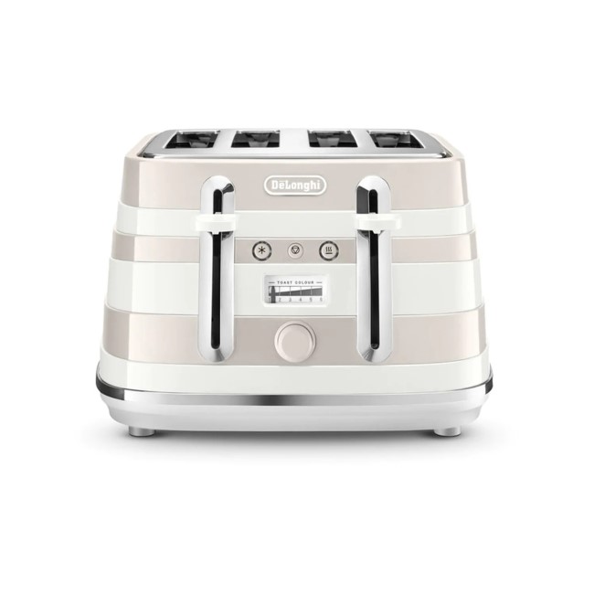 Delonghi Avvolta Four Slice Toaster - White & Cream