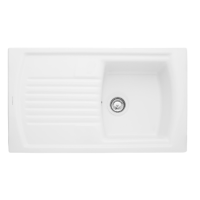 Rangemaster Tenby Single Bowl Inset White Ceramic Kitchen Sink with Reversible Drainer