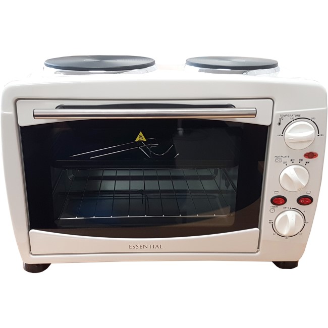 essentials CTTC1 Tabletop 21L Mini Cooker With 2 Zone Sealed Plate Hob - White