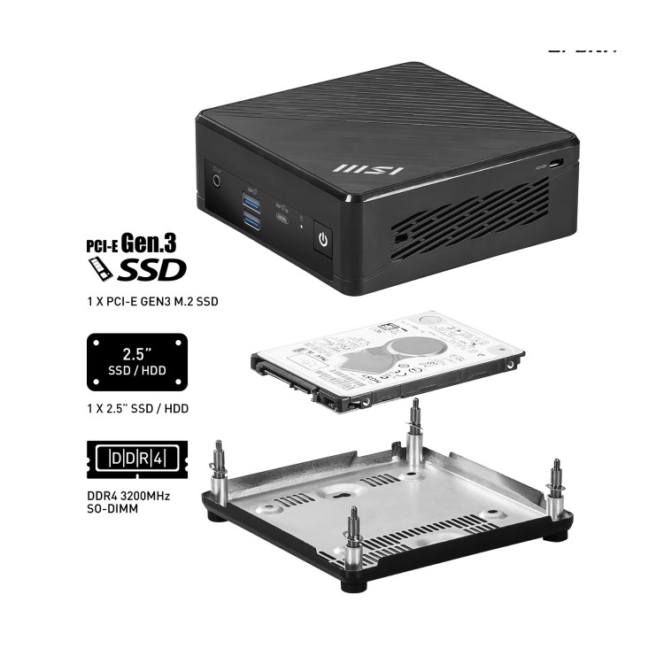 MSI Cubi N ADL S SFF Intel N100 4GB RAM 128GB SSD Windows 11 Pro Mini PC