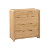 Curved Oak Modern Chest of 5 Drawers - Julian Bowen