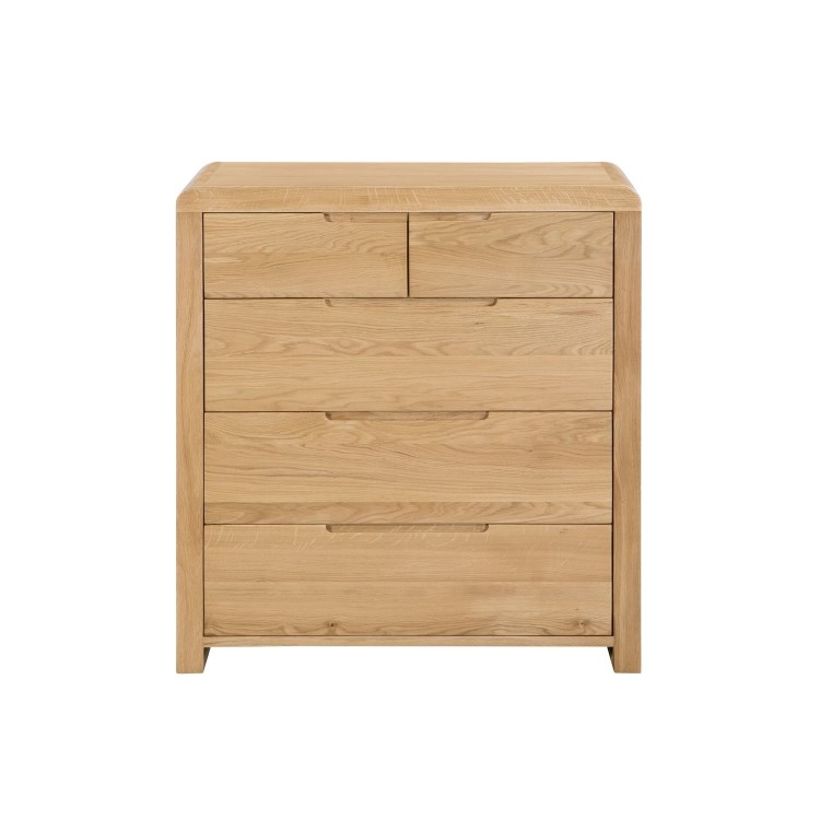 Curved Oak Modern Chest of 5 Drawers - Julian Bowen