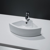 GRADE A1 - Small Cloakroom Countertop Corner Sink - 1 Tap Hole