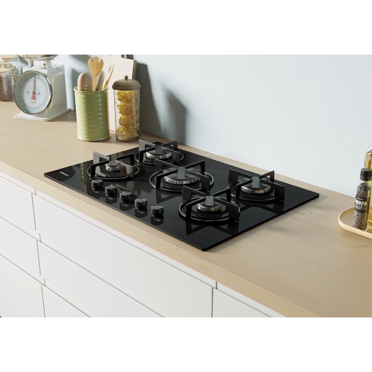 Candy CVW7BB 75cm 5 Burner Gas Hob - Black