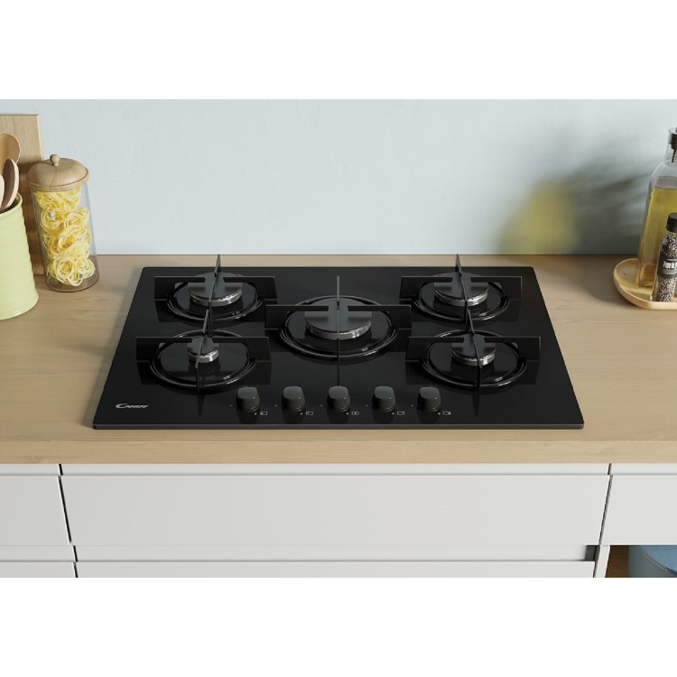 Candy CVW7BB 75cm 5 Burner Gas Hob - Black