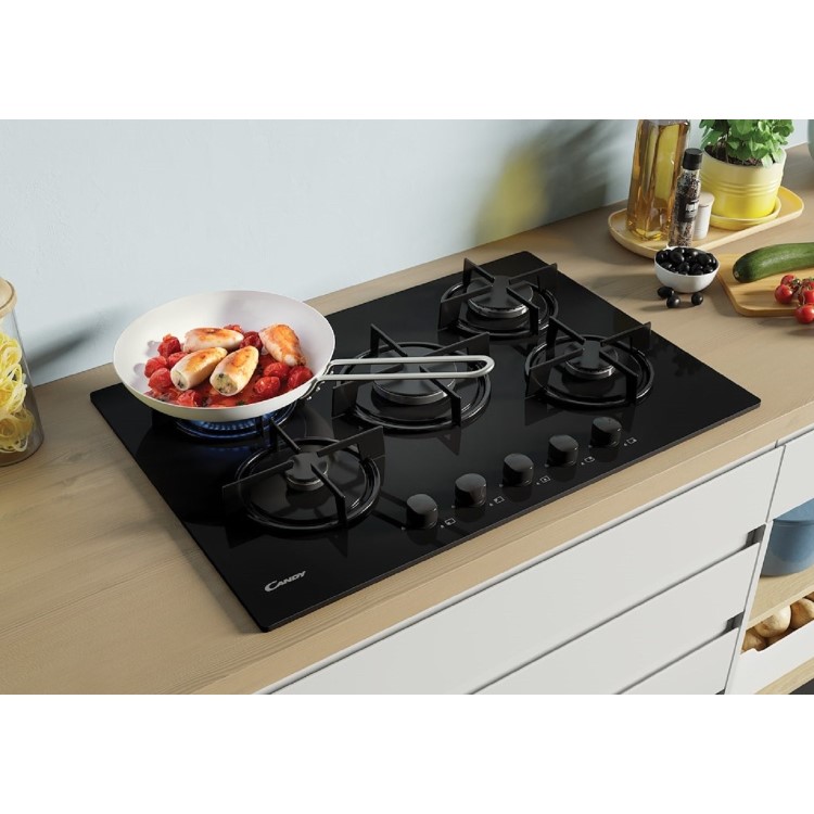 Candy CVW7BB 75cm 5 Burner Gas Hob - Black