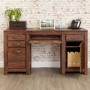 GRADE A3 - Baumhaus Mayan Solid Walnut Twin Pedestal Computer Desk