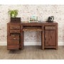 GRADE A3 - Baumhaus Mayan Solid Walnut Twin Pedestal Computer Desk