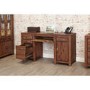 GRADE A3 - Baumhaus Mayan Solid Walnut Twin Pedestal Computer Desk