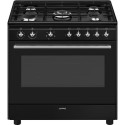 A2/CX91GMBL Refurbished Smeg Concert CX91GMBL 90cm Dual Fuel Range Cooker Black