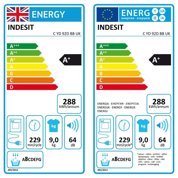 Indesit 9kg Heat Pump Dryer - Black