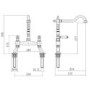 Reginox Chrome Twin Lever Deck Mounted Traditional Mixer Kitchen Tap - Canterbury