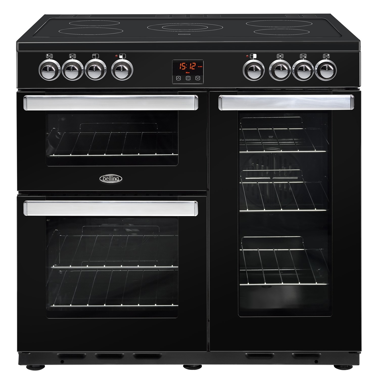 Belling Cookcentre 90E 90cm Electric Range Cooker with Ceramic Hob - Black