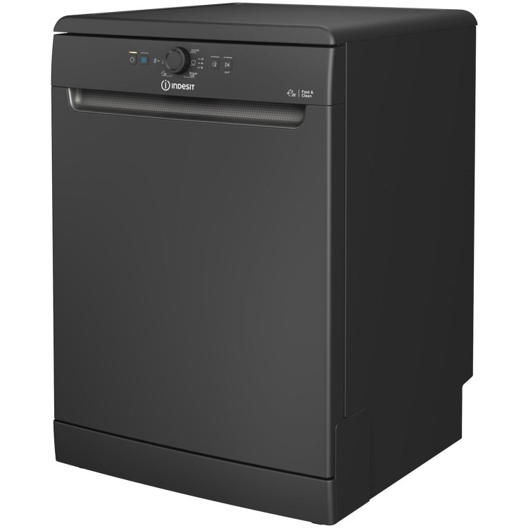 Indesit Fast&Clean Freestanding Dishwasher - Push&Go Black