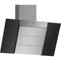Refurbished Neff D85IBE1S0B 80cm Angled Cooker Hood With Perimeter Extraction Stainless Steel With Black Glass