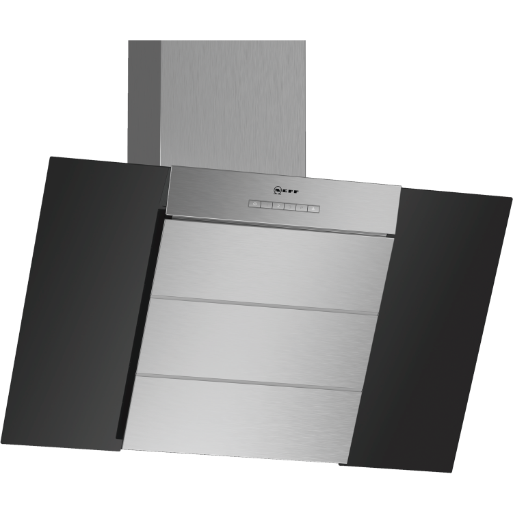 Refurbished Neff D85IBE1S0B 80cm Angled Cooker Hood With Perimeter Extraction Stainless Steel With Black Glass
