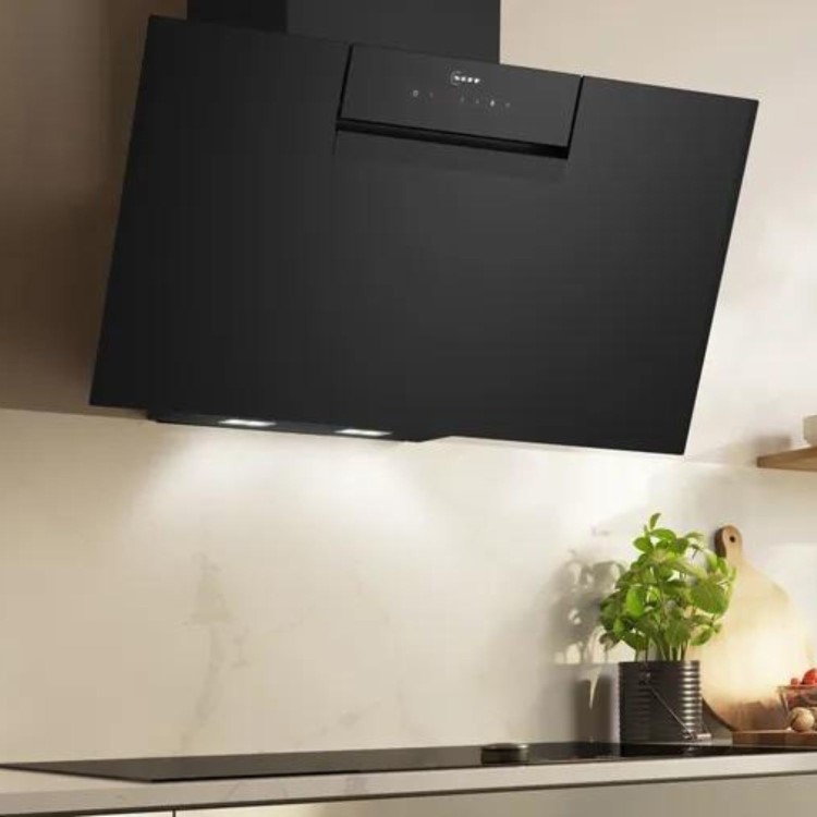 Neff N50 80cm Angled Chimney Cooker Hood - Black Glass