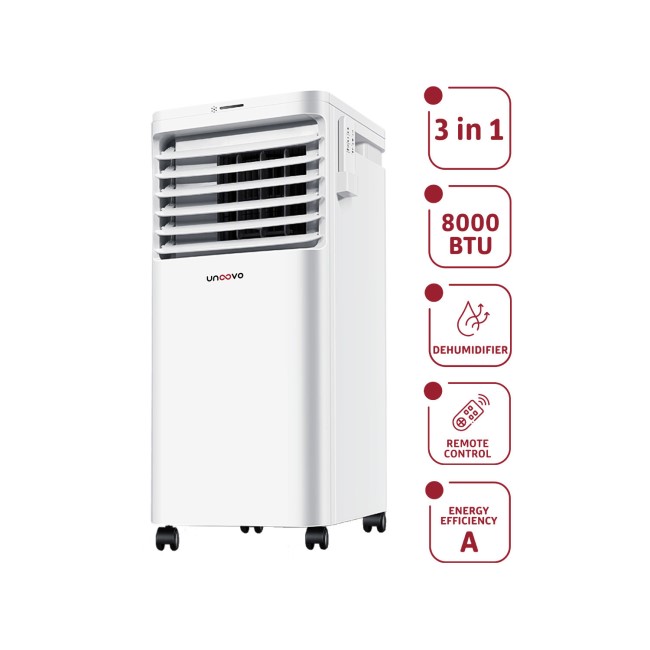 GRADE A2 - ECO 8000 BTU Slimline Portable Air Conditioner for sized rooms up to 20 sqm