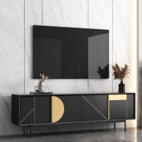 Black TV Unit with Storage - TVs up to 70" - Dahlia