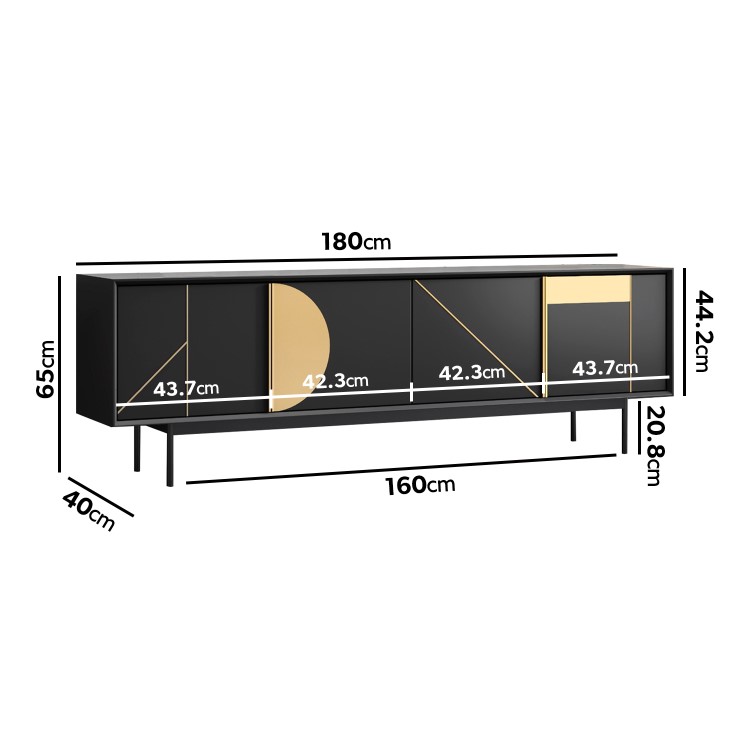 Black TV Unit with Storage - TVs up to 70" - Dahlia